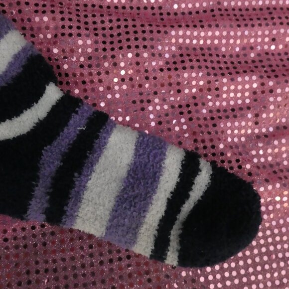 Navy, Purple, White | Striped Stretchy Soft Chenille Socks - Picture 11 of 14
